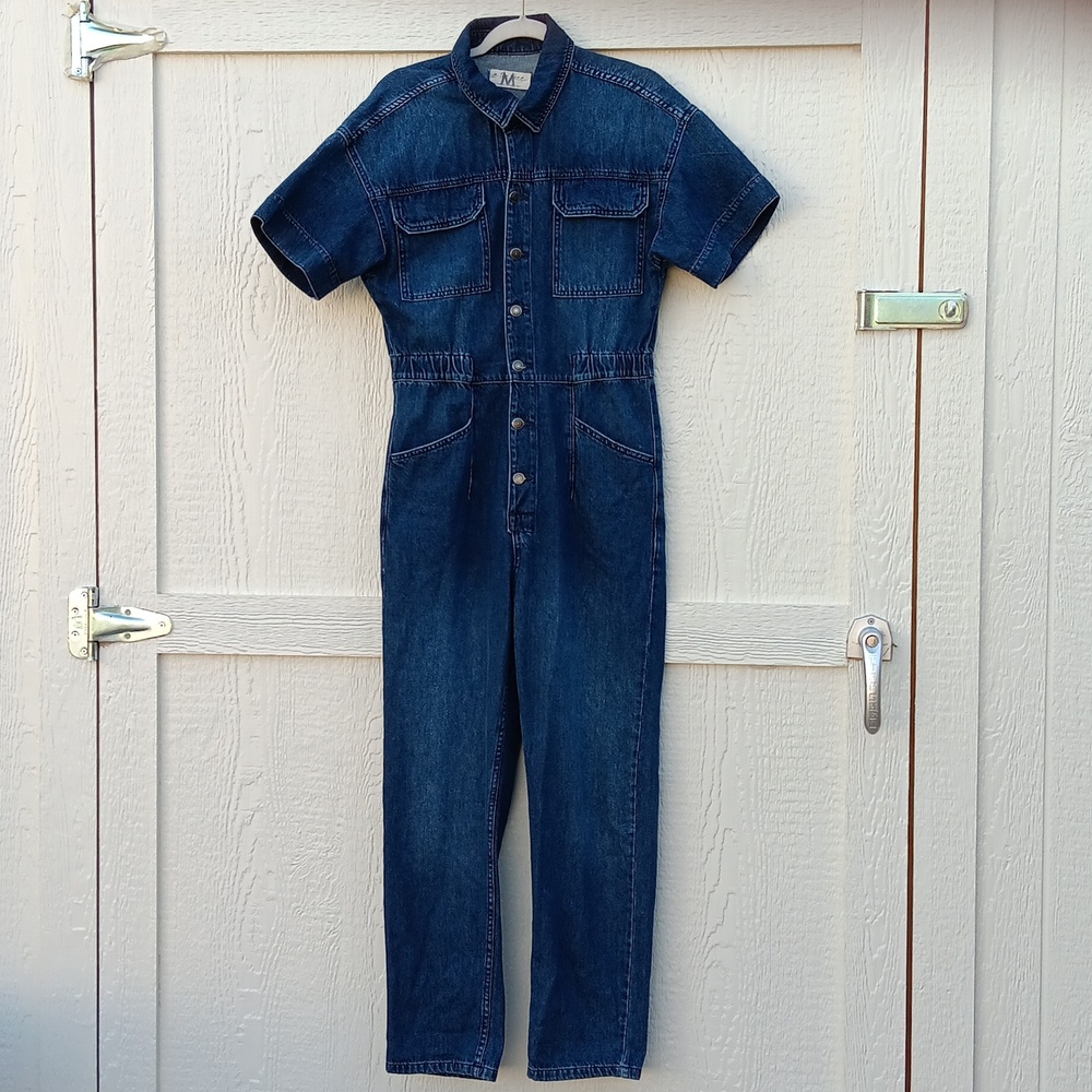 Free People We the free short sleeve jean jumpsuit womens medium
